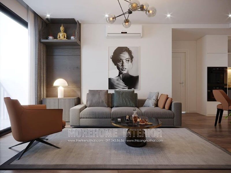 Thiết kế nội thất hiện đại ấn tượng với không gian phòng khách căn hộ
