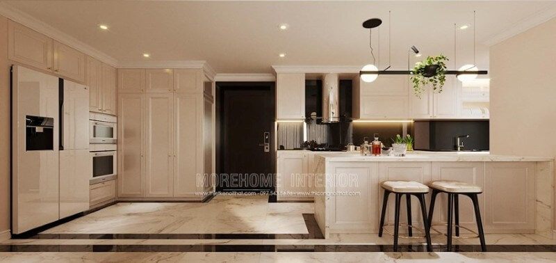 Nội thất phòng bếp sang trọng mà không kém phần tiện nghi