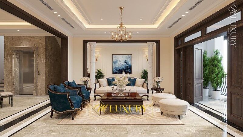 Trang trí nội thất phòng khách biệt thự cao cấp, tinh tế