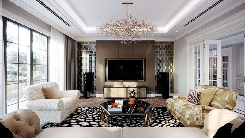 Nội thất sofa nỉ đơn hoa văn đẹp, sang trọng cho biệt thự, nhà phố.