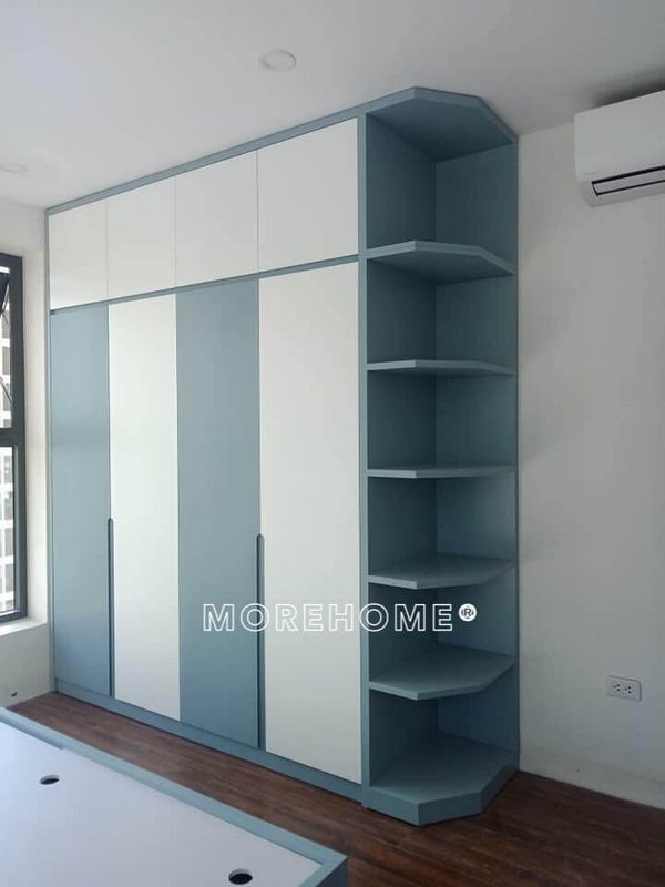 Hình ảnh công trình thi công tủ quần áo gỗ công nghiệp thực tế bằng gỗ công nghiệp tại chung cư An Bình city, Bắc Từ Liêm,Hà Nội