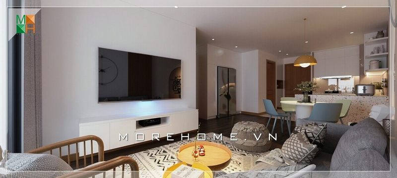 Sử dụng kệ ti vi cao cấp hiện đại màu trắng trang nhã tô thêm nét nổi bật của ngôi nhà